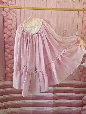 Light Pink Off-Shoulder Ruffled Circle Skirt - Unbranded